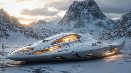 Wallpaper Mural Spaceship on an icy planet at the foot of the mountains Torontodigital.ca