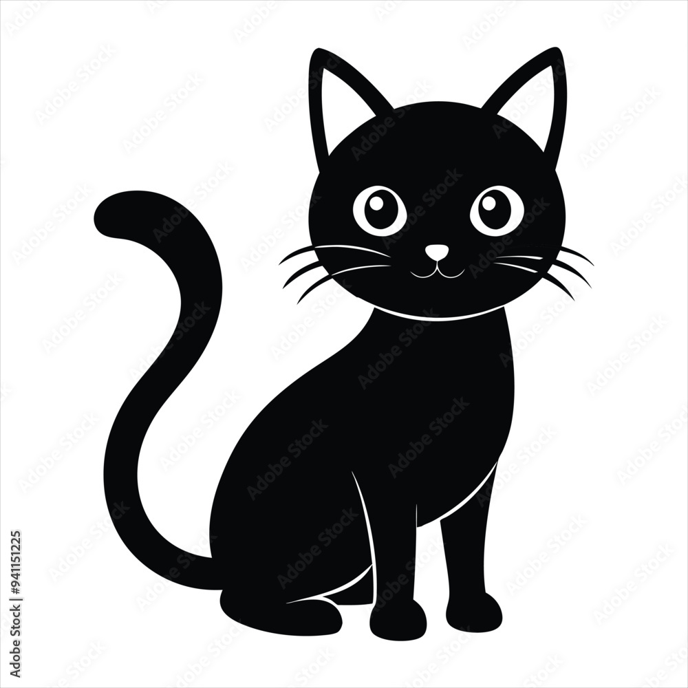 silhouette of a cat on a white background silhouette of a cat on a white background