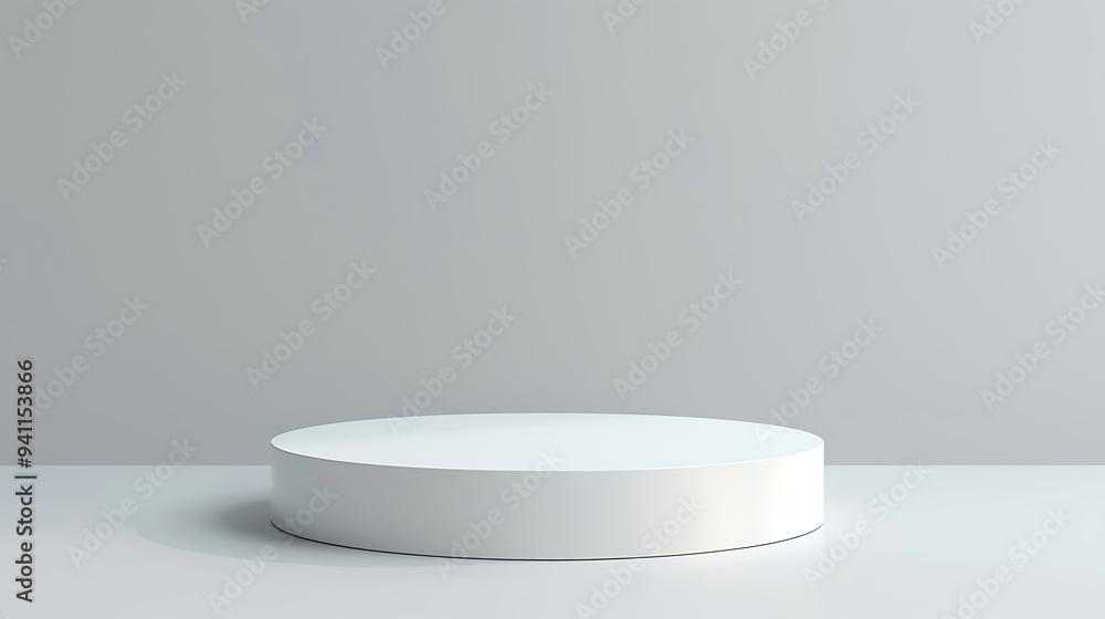 A modern, cylindrical podium with a pure white background for a professional product display A modern, cylindrical podium with a pure white background for a professional product display