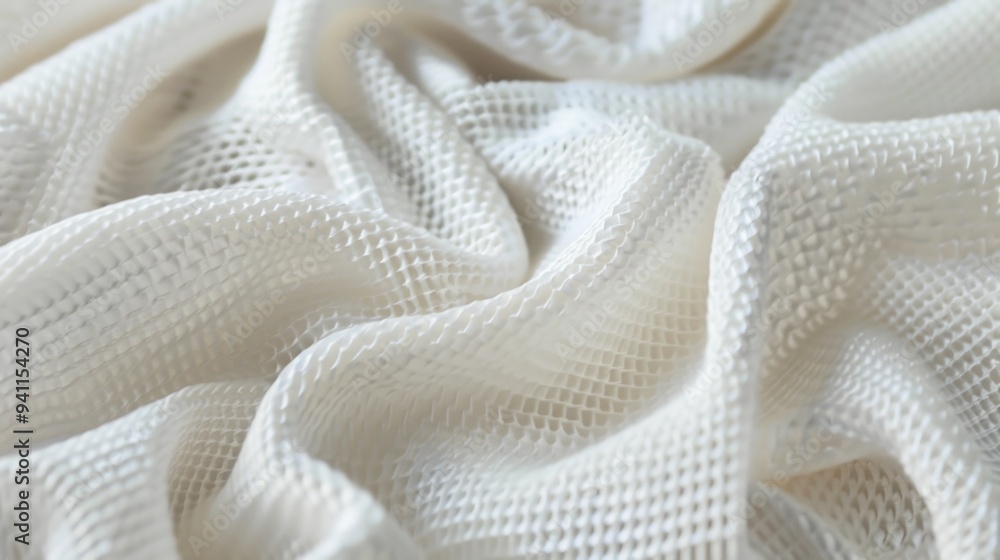 A close-up shot of a white blanket on a bed, perfect for depicting peacefulness and serenity A close-up shot of a white blanket on a bed, perfect for depicting peacefulness and serenity