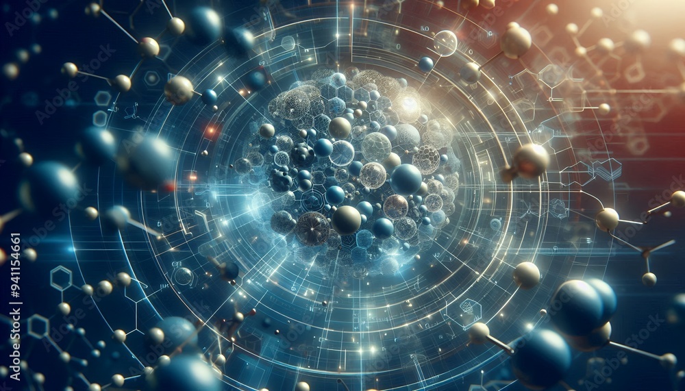 Obraz premium Closeup of an abstract biological and scientific molecular structure concept