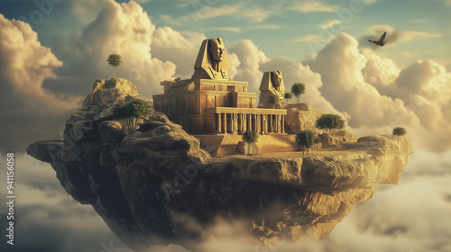 floating island of egyptian monuments