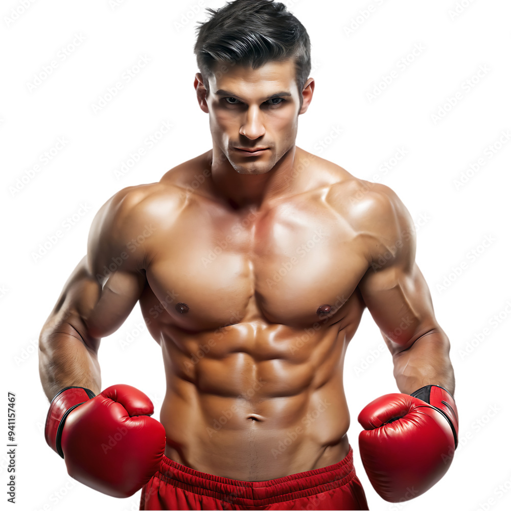 Shirtless kick boxer showing his punches and kicks Shirtless kick boxer showing his punches and kicks