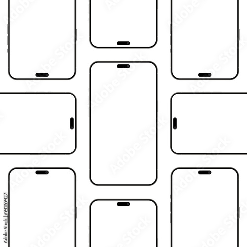 Set of iPhone 15 pro max mockups multiple screen on the white background for UI UX app presentation.