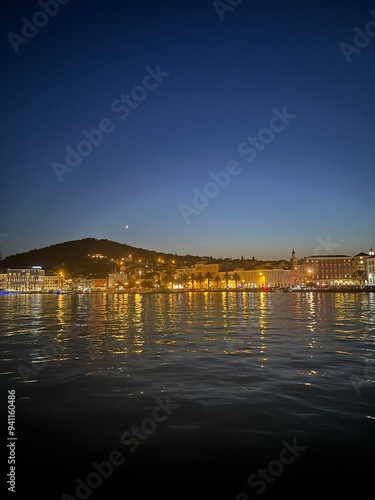 The city of Split in Croatia, Europe at night