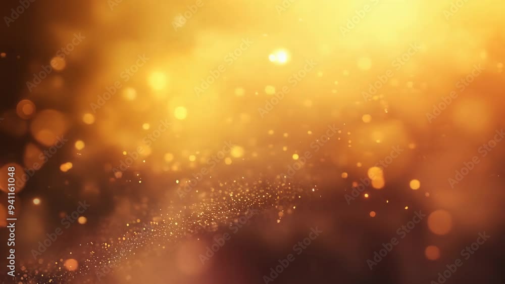 Abstract golden bokeh lights floating against a dark background Abstract golden bokeh lights floating against a dark background
