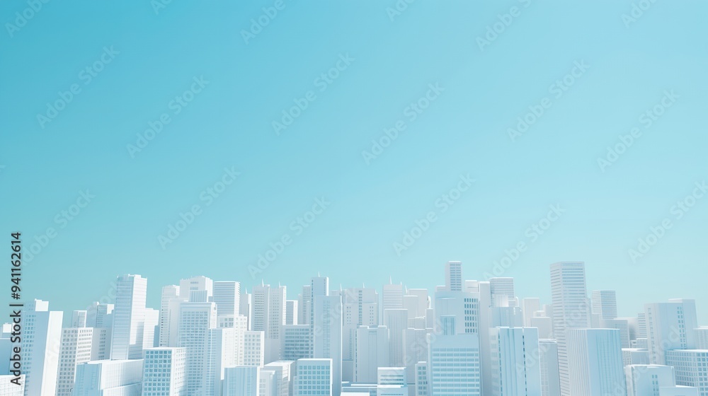 A minimalist city skyline against a clear blue sky, showcasing modern architecture. A minimalist city skyline against a clear blue sky, showcasing modern architecture.
