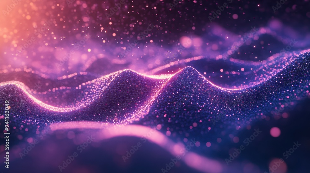 Abstract Purple and Pink Glowing Particles Background. Abstract Purple and Pink Glowing Particles Background.