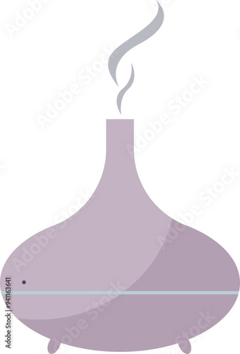 A minimalist illustration of an essential oil diffuser with a sleek design and mist.