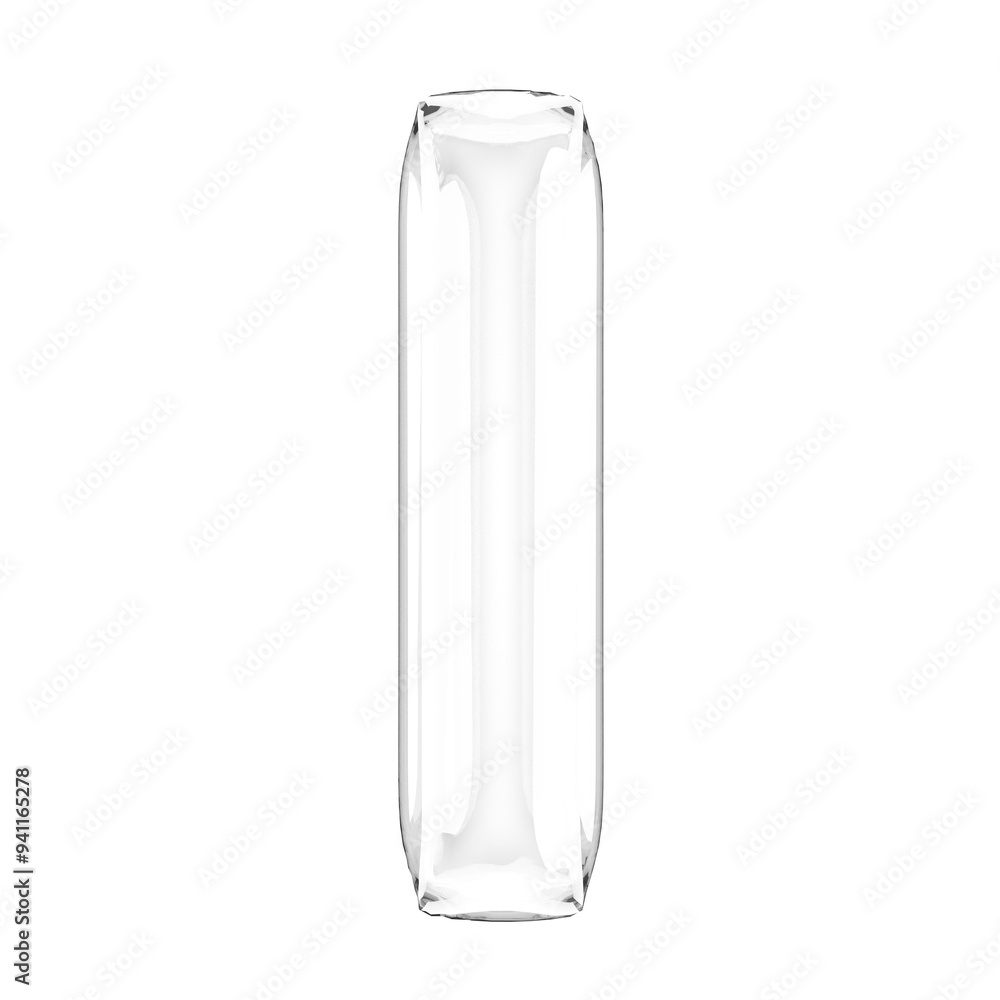 3D Letter I, transparent glass look, inflated isolated png 3D Letter I, transparent glass look, inflated isolated png