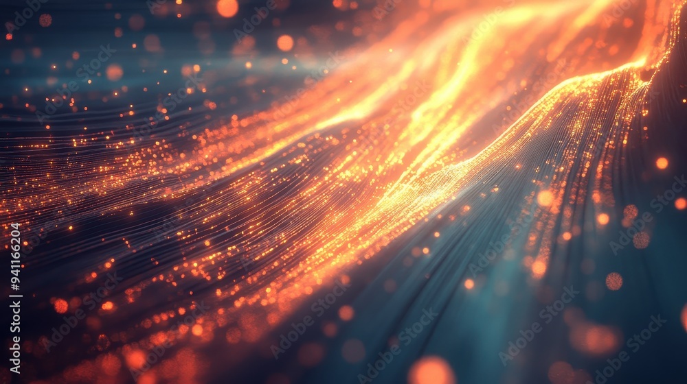 Abstract Orange and Blue Glowing Lines with Bokeh Background. Abstract Orange and Blue Glowing Lines with Bokeh Background.