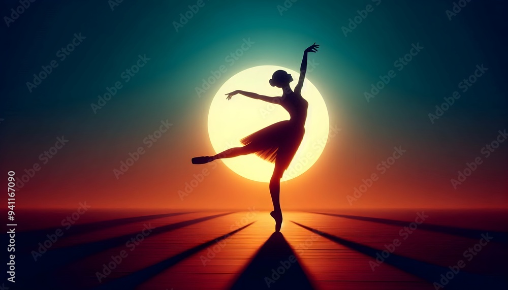 scenic view of a silhouette of a ballerina dancer performing in theatre scenic view of a silhouette of a ballerina dancer performing in theatre