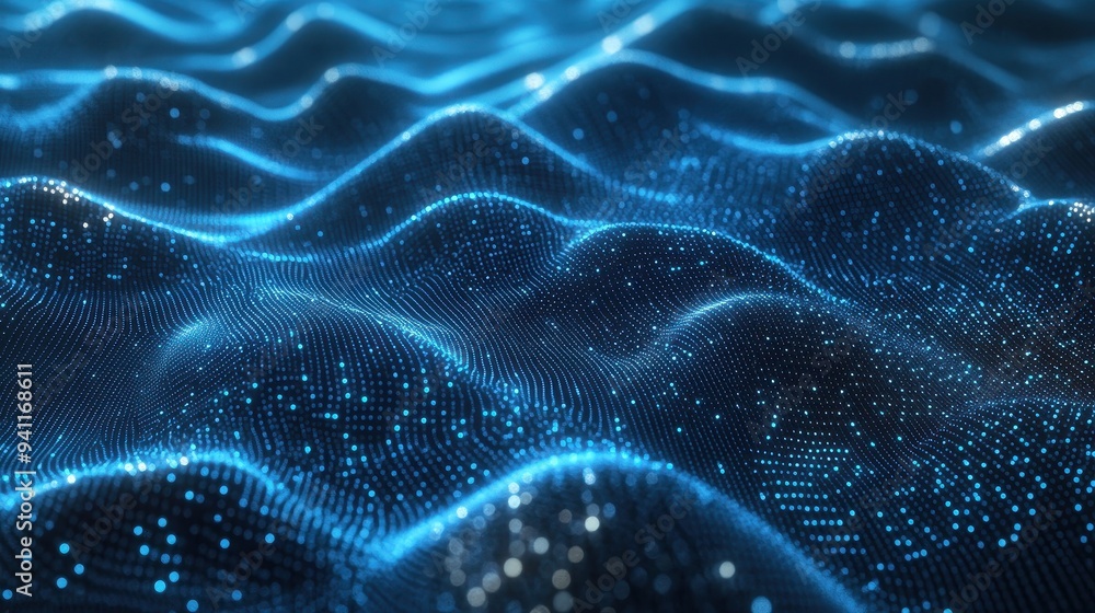 Abstract Blue Digital Wave Background - Futuristic Technology Design Abstract Blue Digital Wave Background - Futuristic Technology Design