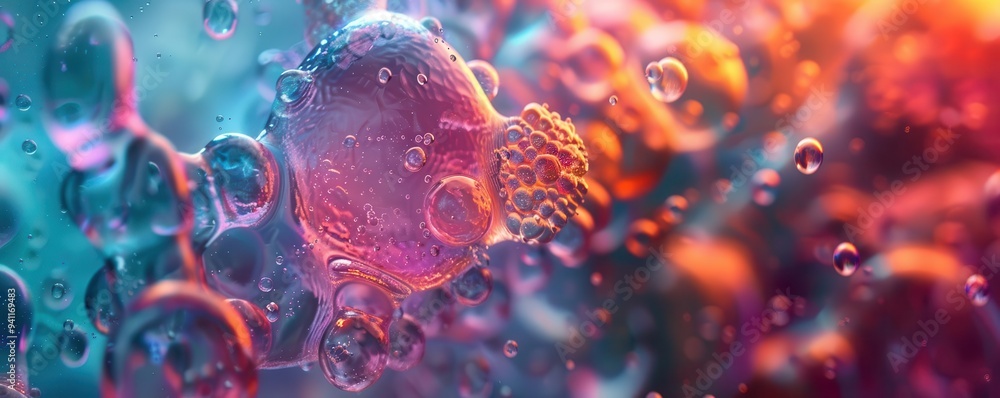 Microscopic view of cells, Futuristic, Detailed, Digital, Highlighting biological intricacy Microscopic view of cells, Futuristic, Detailed, Digital, Highlighting biological intricacy