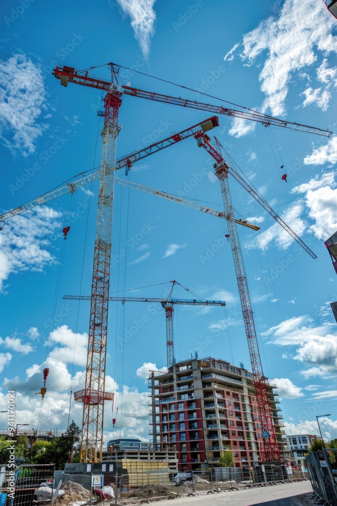 A group of cranes soaring through the sky, their long necks and legs extended A group of cranes soaring through the sky, their long necks and legs extended