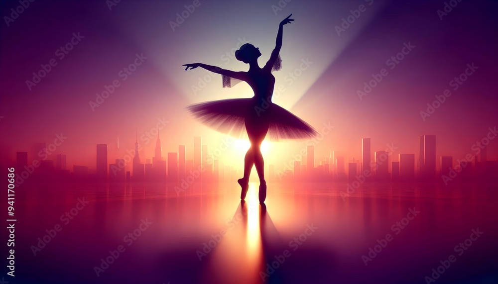 scenic view of a silhouette of a ballerina dancer performing in theatre scenic view of a silhouette of a ballerina dancer performing in theatre