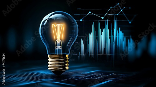 Illuminating the Journey from Raw Data to Business Trends with Light Bulb, Copy Space Available