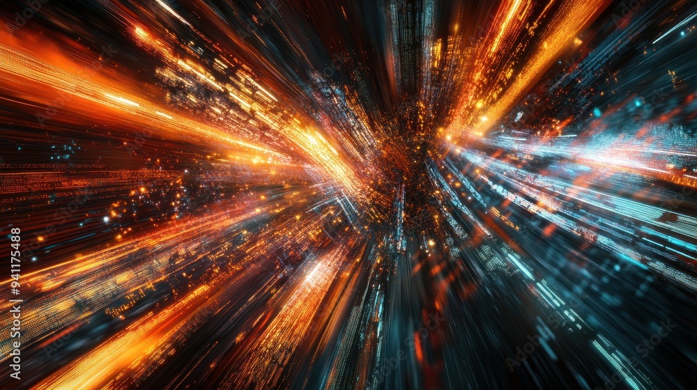 Abstract Digital Background With Blue and Orange Lights Streaks Abstract Digital Background With Blue and Orange Lights Streaks