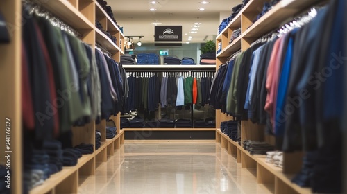 Clothing display in shopping mall clothing store