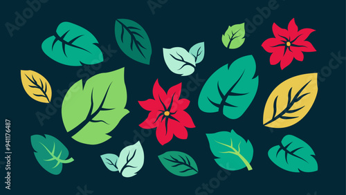 Leaves flat vector illustration pattern 