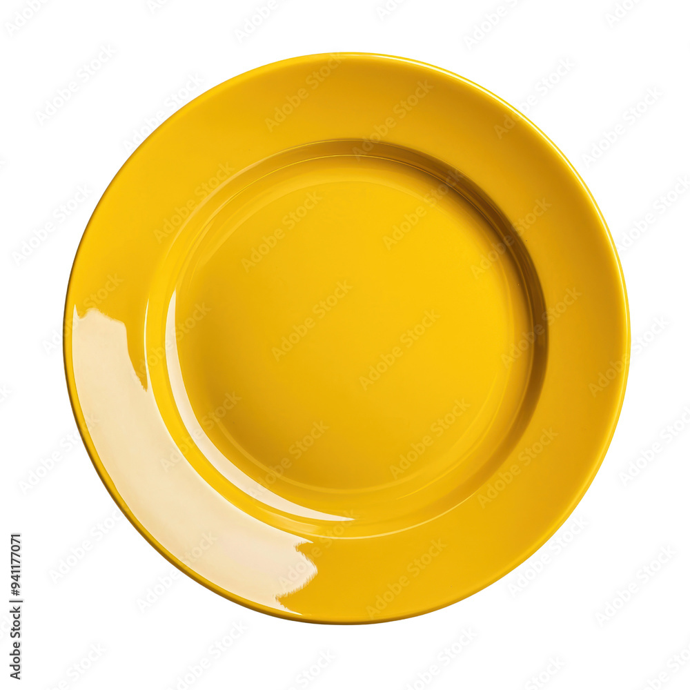 Bright Yellow Plate on White Background for Home and Dining Decor Bright Yellow Plate on White Background for Home and Dining Decor