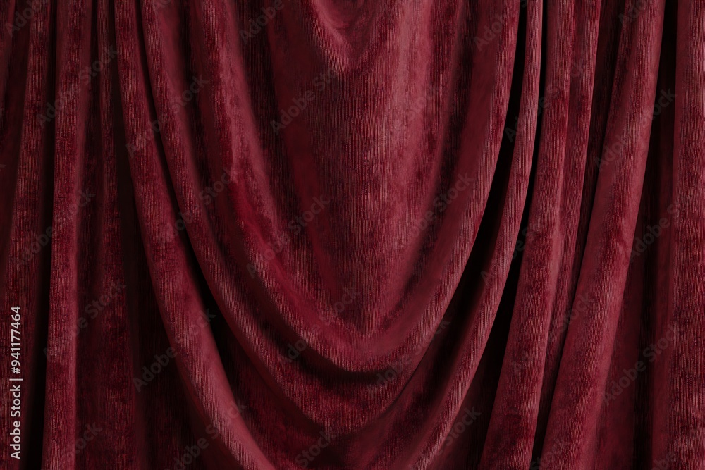 Fototapeta premium Luxurious Maroon Velvet Drapes - 3D Render in Elegant Setting