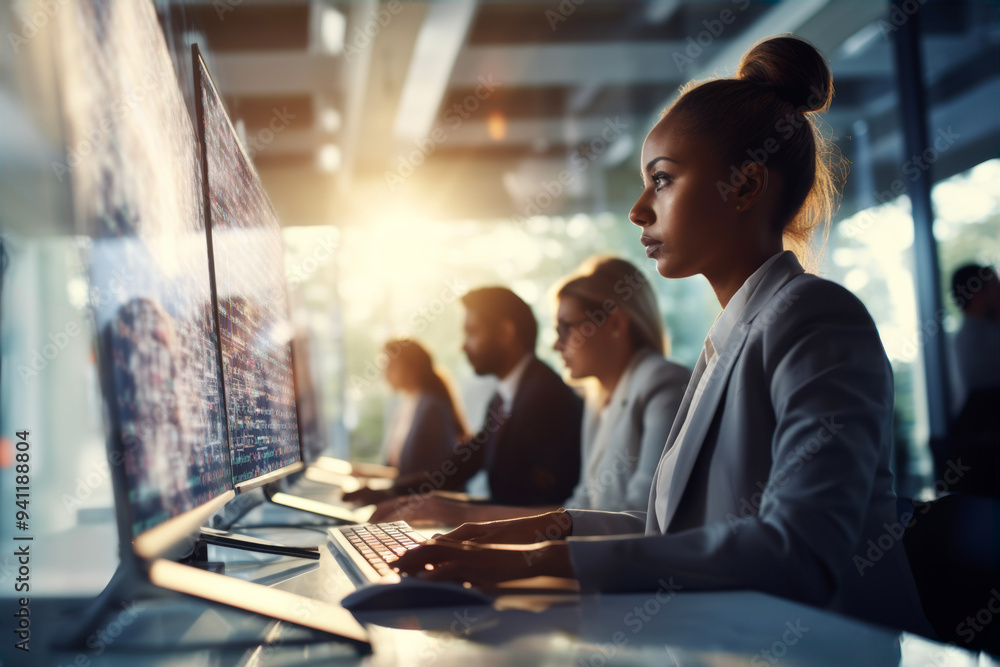Team of programmers working on project in office. Software development. Cyber security team Team of programmers working on project in office. Software development. Cyber security team
