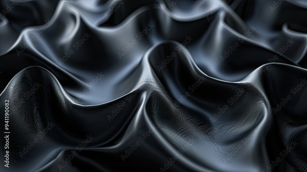Fototapeta premium Abstract background with wavy surface in black colors