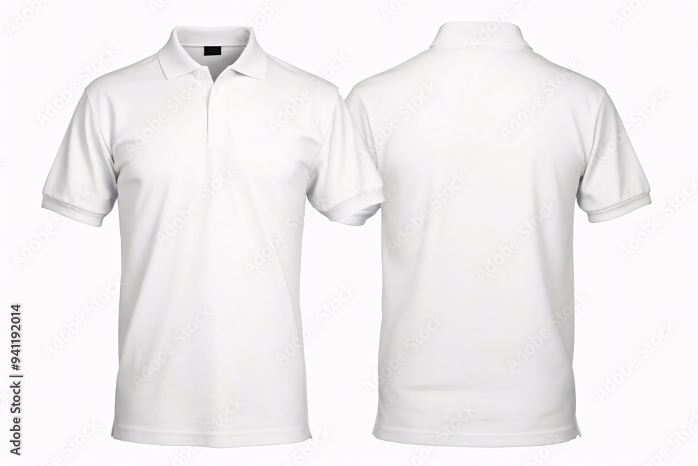 Blank white polo shirt mockup, front and back view. Blank white polo shirt mockup, front and back view.