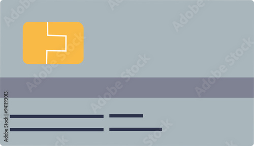 Simplified illustration of a credit card with chip and detail lines, symbolizing financial transactions.