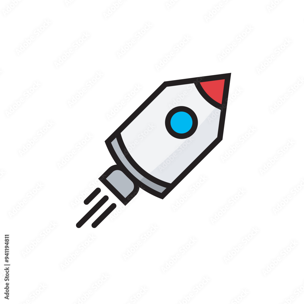 Rocket flat icon, space ship vector design illustration, isolated on white background. Rocket flat icon, space ship vector design illustration, isolated on white background.