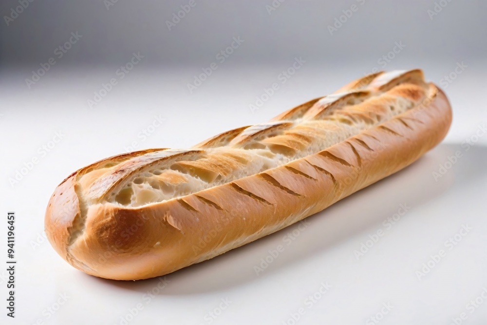 Freshly baked baguette on white background. Freshly baked baguette on white background.