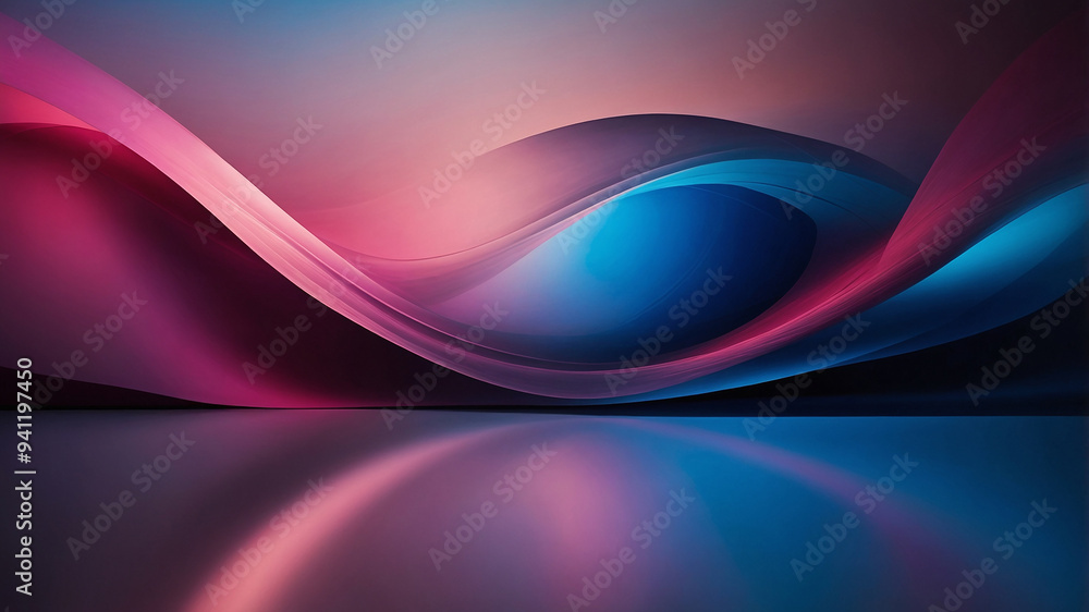 Obraz premium Abstract image with flowing waves of pink and blue hues blending seamlessly in a smooth, dynamic pattern.