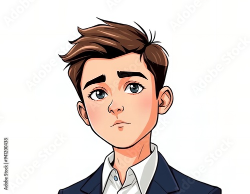 cartoon image of a man in a suit and tie looking at the camera.