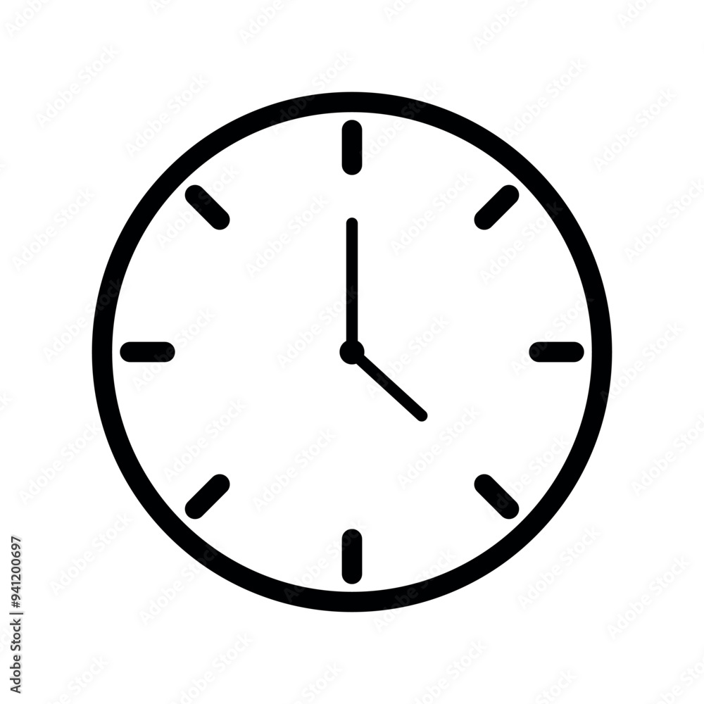 Vector flat icon of clock in hollow outline isolated on transparent background for websites and graphic resources. Vector flat icon of clock in hollow outline isolated on transparent background for websites and graphic resources.