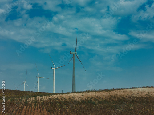 windmills, energy, ecology, device, field, view, landscape, spai photo