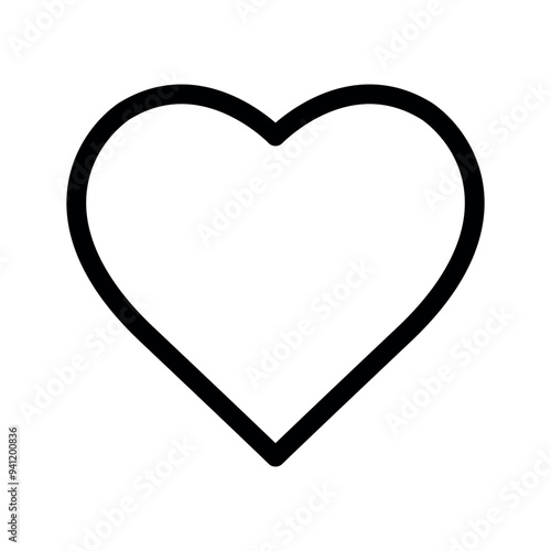 Vector flat icon of heart in hollow outline isolated on transparent background for websites and graphic resources.