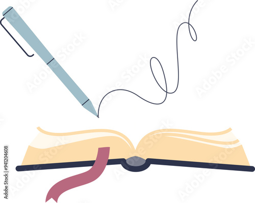 Open diary with a pencil, symbolizing personal writing, reflection, or journaling.