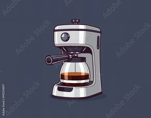 illustration of a coffee maker with a cup of coffee on top. photo