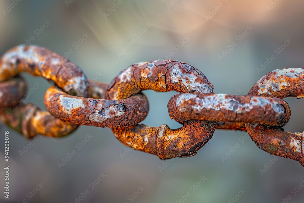 Rusty iron chain on blurred background Rusty iron chain on blurred background