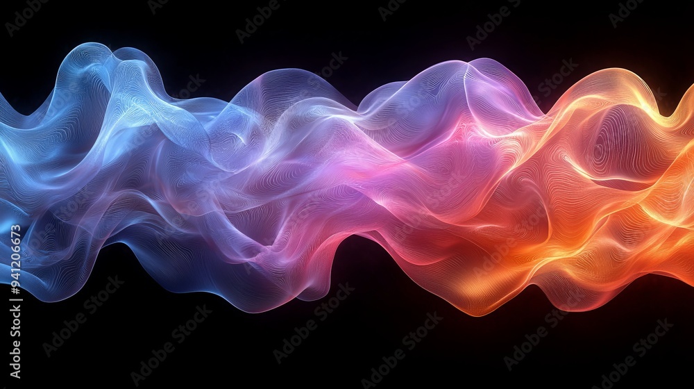 Black background with a colorful light wave. Stock image Black background with a colorful light wave. Stock image