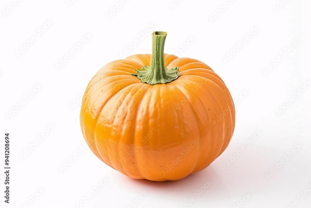 Obraz premium Single ripe orange pumpkin isolated on white background.