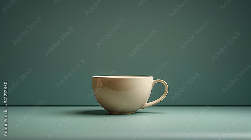 White Ceramic Mug on a Teal Surface 3D Illustration White Ceramic Mug on a Teal Surface 3D Illustration