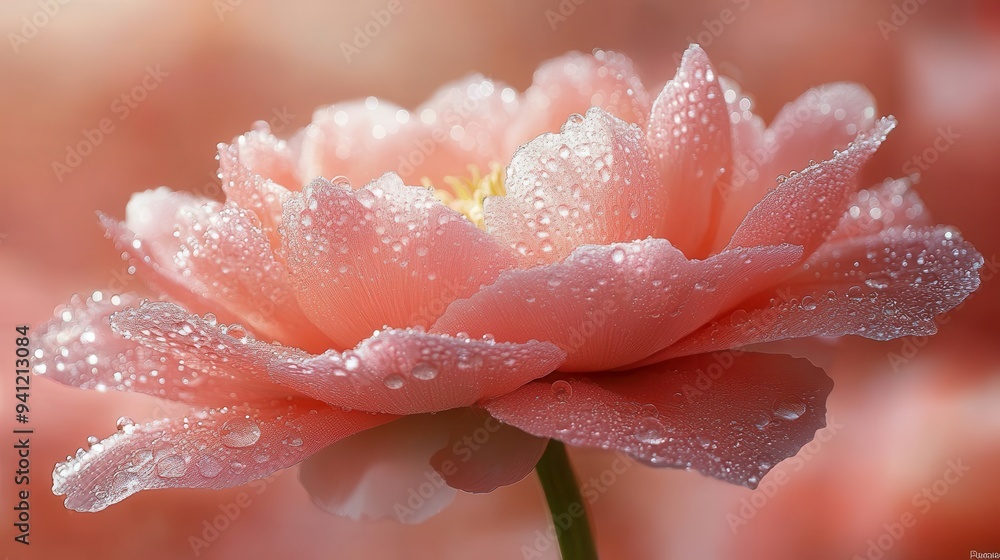 macro shot of lush coral peony petals soft pink hues blending into creamy whites delicate dew drops glistening macro shot of lush coral peony petals soft pink hues blending into creamy whites delicate dew drops glistening
