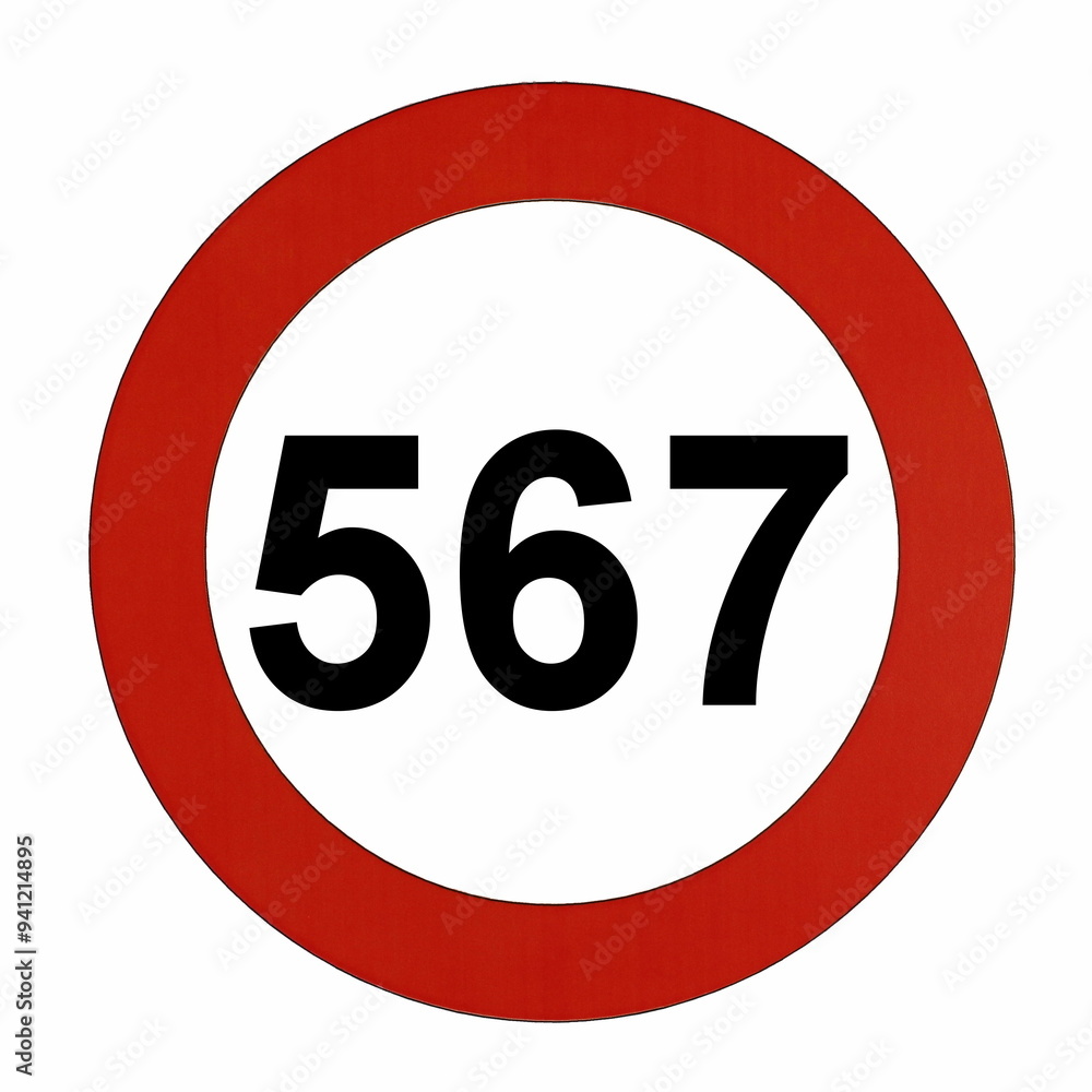 Illustration des Straßenverkehrszeichens "Maximale Geschwindigkeit 567 Kilometer pro Stunde"