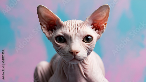 Title: Close-up of a Stunning Hairless Sphynx Cat

