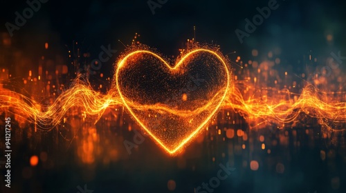 A conceptual image of a heart-shaped waveform, with the line forming a heart shape in the middle, symbolizing health and love.