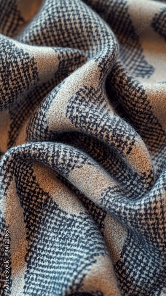 A checkered patterned fabric with a slightly wrinkled appearance A checkered patterned fabric with a slightly wrinkled appearance