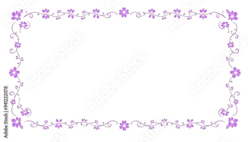 A decorative purple border banner featuring small floral patterns, isolated on a bright white background