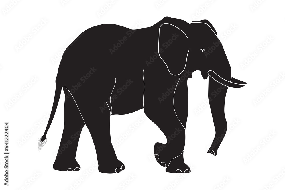 Fototapeta premium Elephant vector, Silhouettes, icon, symbol. Wild animal vector. African elephant, mammal or jungle elephant vector. Elephant vector design for logo, website, app. Vector illustration.